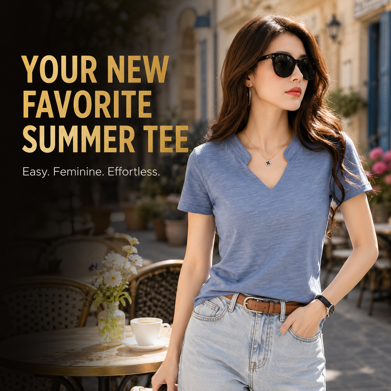 Women’s Cotton V Neck T Shirt, Soft Short Sleeve Summer Tee, Casual Everyday V Neck Top, Basic Women’s T-Shirt