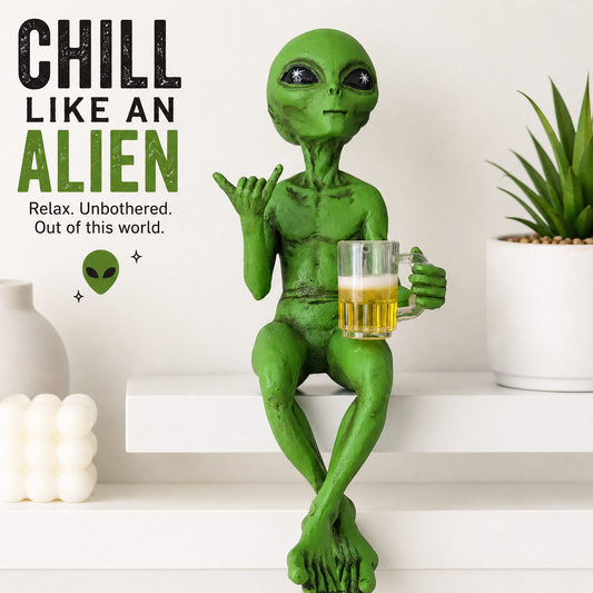 Funny Alien Resin Statue Beverage Mug Figurine Shelf Desk Office Garden Decor Gift Ornament