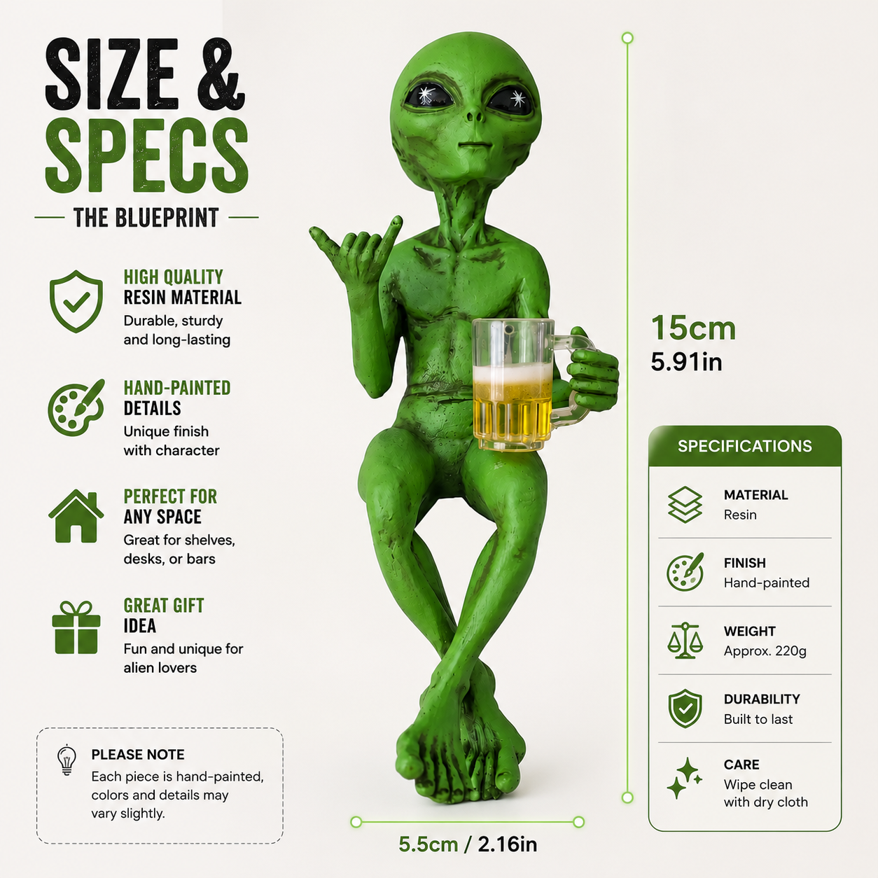 Funny Alien Resin Statue Beverage Mug Figurine Shelf Desk Office Garden Decor Gift Ornament