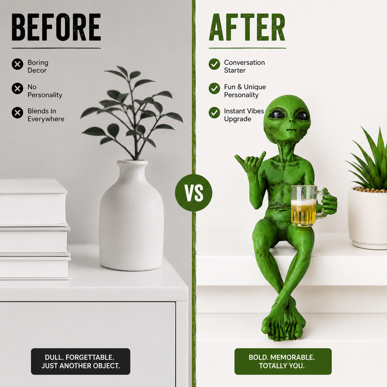 Funny Alien Resin Statue Beverage Mug Figurine Shelf Desk Office Garden Decor Gift Ornament