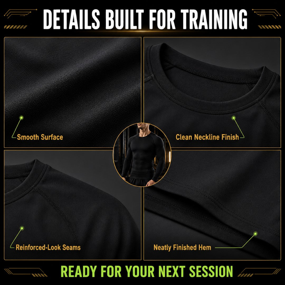 Men’s Compression Long Sleeve Shirt | Quick Dry Gym Training Top | Breathable Workout Tee | Slim Fit Running Base Layer Fitness Apparel