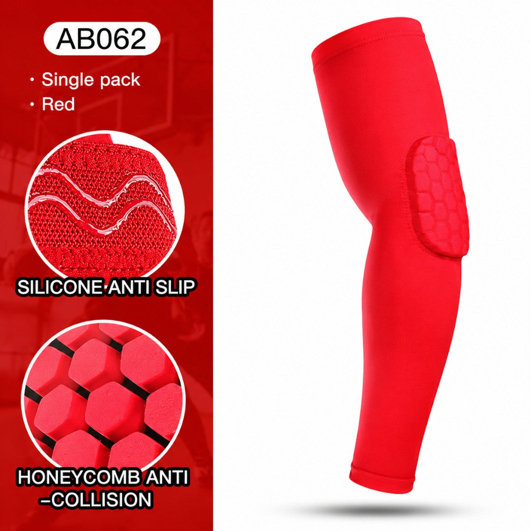 Sports Elbow Protection Arm Sleeve | Honeycomb Impact Padding | Basketball Cycling Fitness Support | Breathable Non Slip Gym Training Gear
