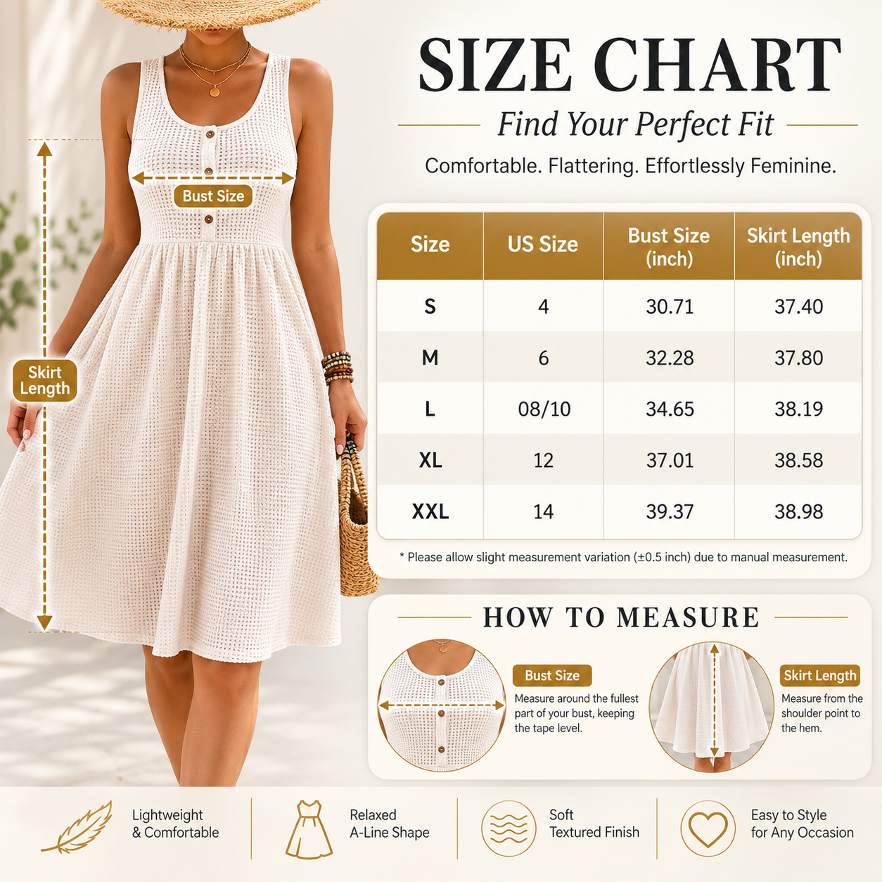 Women's Sleeveless Summer Dress | Textured Casual Midi Dress | Button Front Sundress | Relaxed A-Line Dress | Vacation Outfit