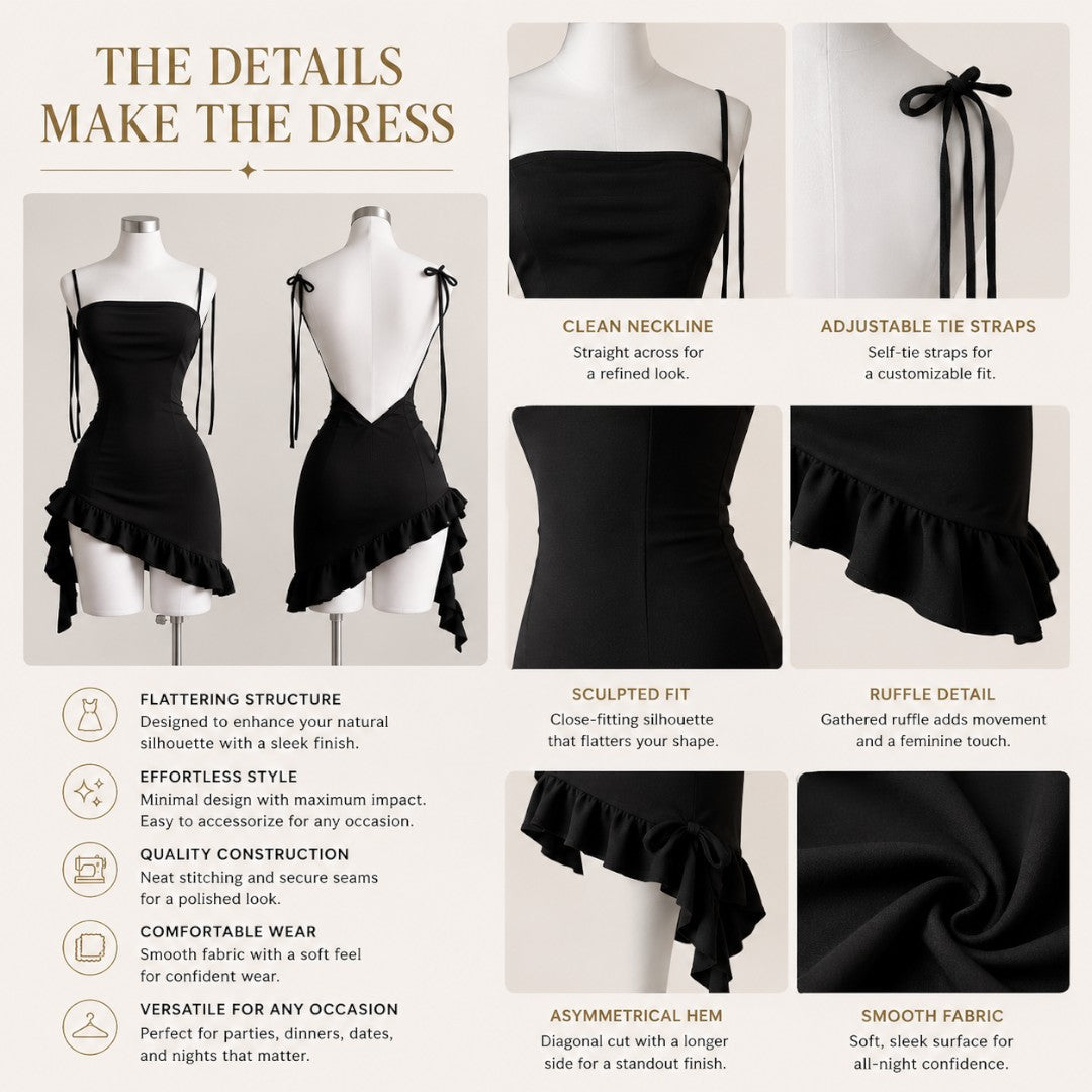Backless Lace Up Mini Dress | Ruched Bodycon Party Dress | Asymmetrical Hem Evening Dress | Summer Club Outfit