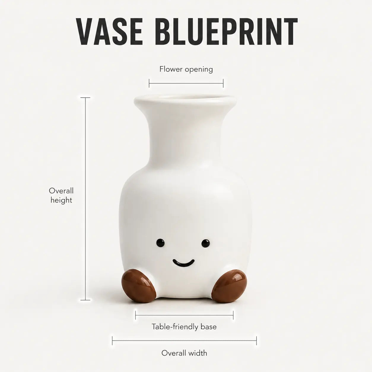 Smiling Face Flower Vase | Cute Table Decor | Small Ceramic Look Vase | Desk Shelf Accent for Dried Flowers Jumartins