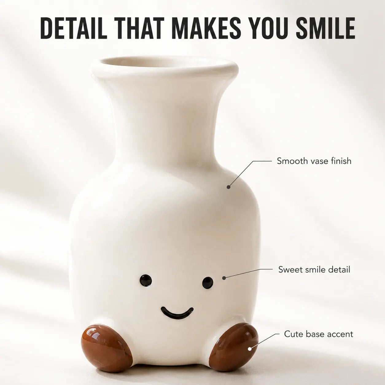 Smiling Face Flower Vase | Cute Table Decor | Small Ceramic Look Vase | Desk Shelf Accent for Dried Flowers Jumartins