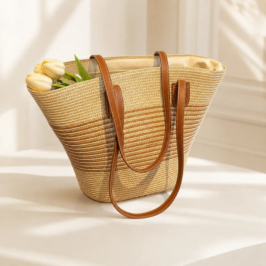 Woven Straw Tote Bag | Large Shoulder Handbag | Beach Carryall Purse | Vacation Travel Shopper | Casual Summer Tote Jumartins
