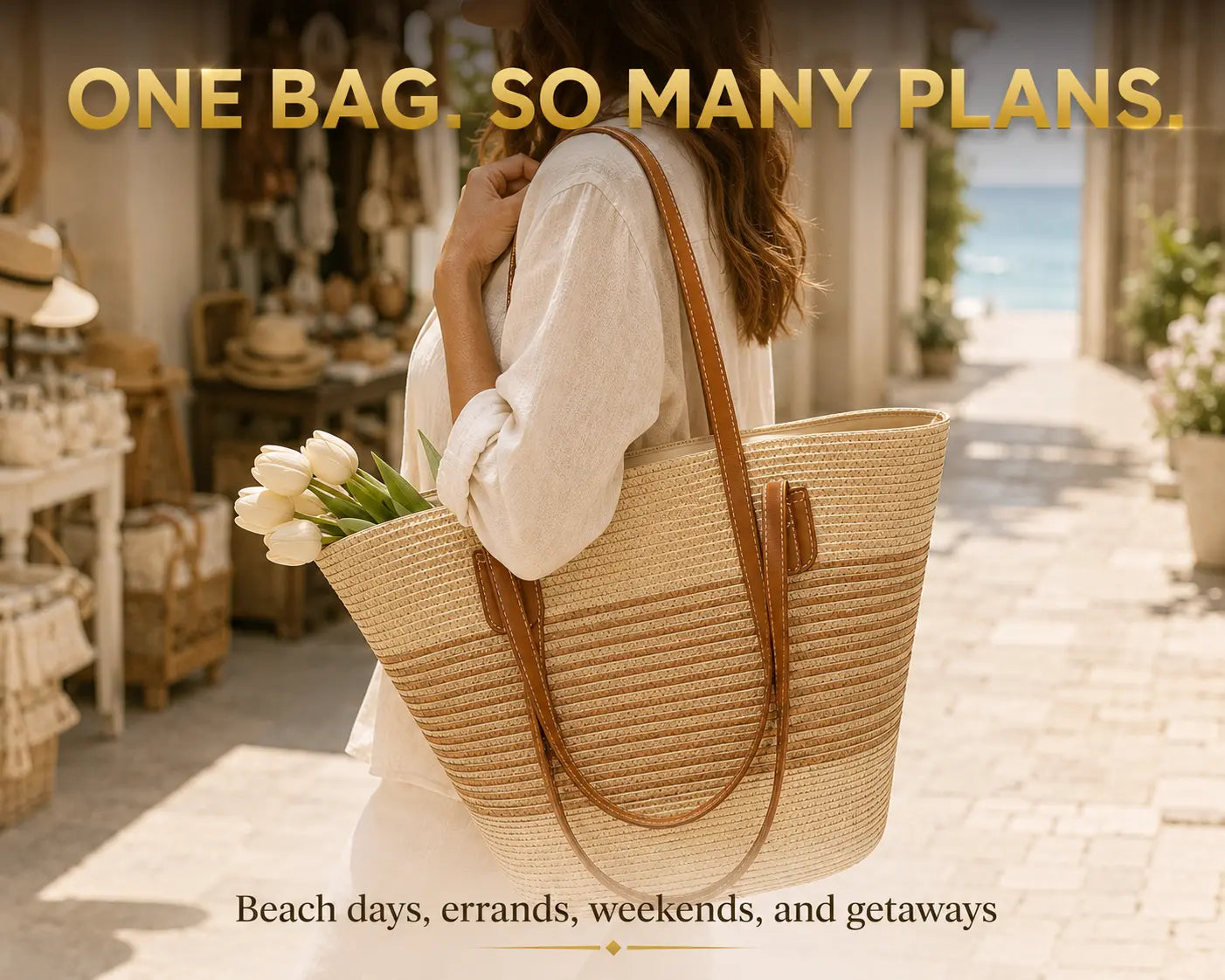 Woven Straw Tote Bag | Large Shoulder Handbag | Beach Carryall Purse | Vacation Travel Shopper | Casual Summer Tote Jumartins