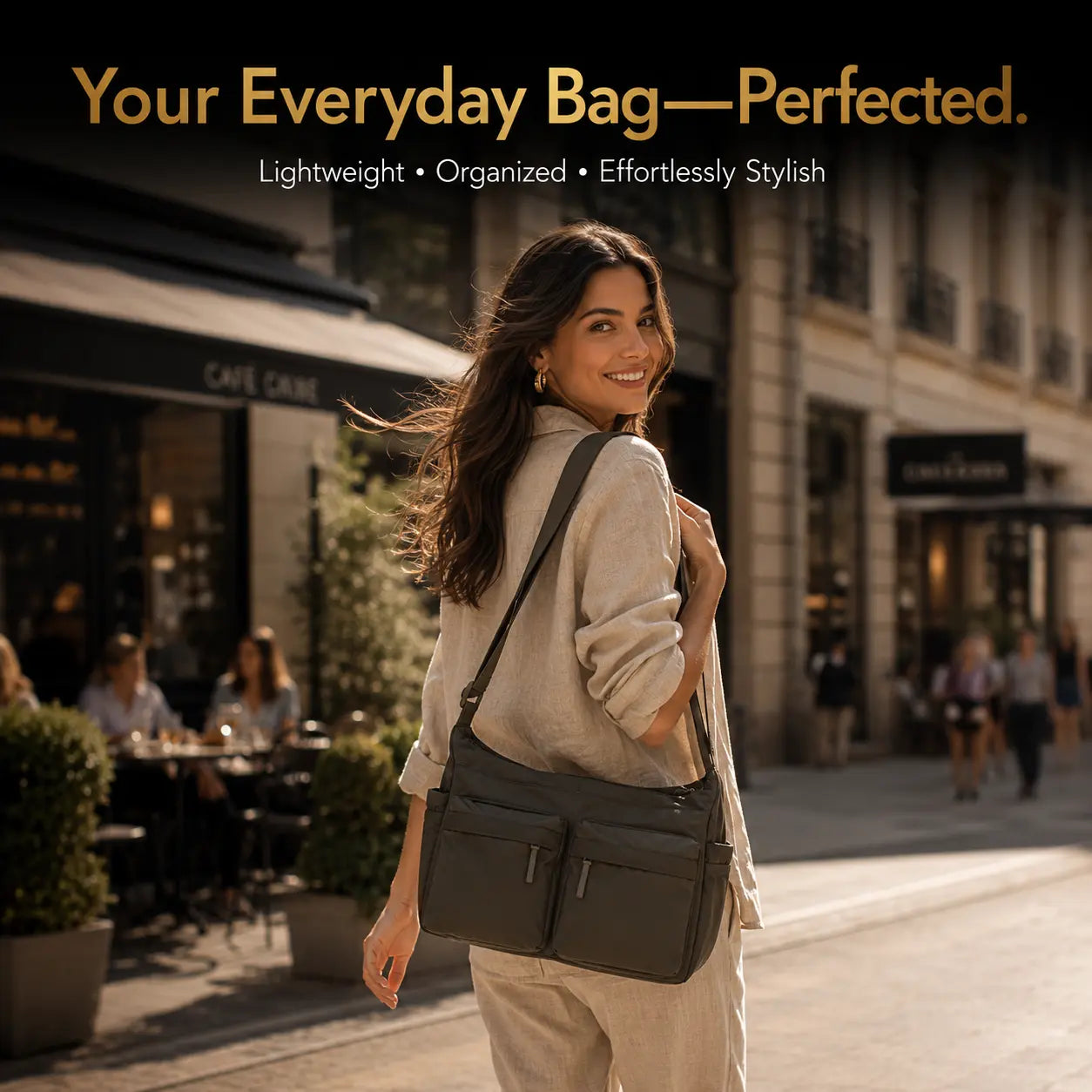 Casual Multi Pocket Messenger Bag for Women Large Nylon Shoulder Bag Lightweight Travel Purse Everyday Crossbody Tote Handbag Jumartins