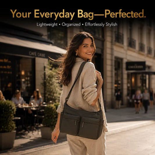 Casual Multi Pocket Messenger Bag for Women Large Nylon Shoulder Bag Lightweight Travel Purse Everyday Crossbody Tote Handbag Jumartins