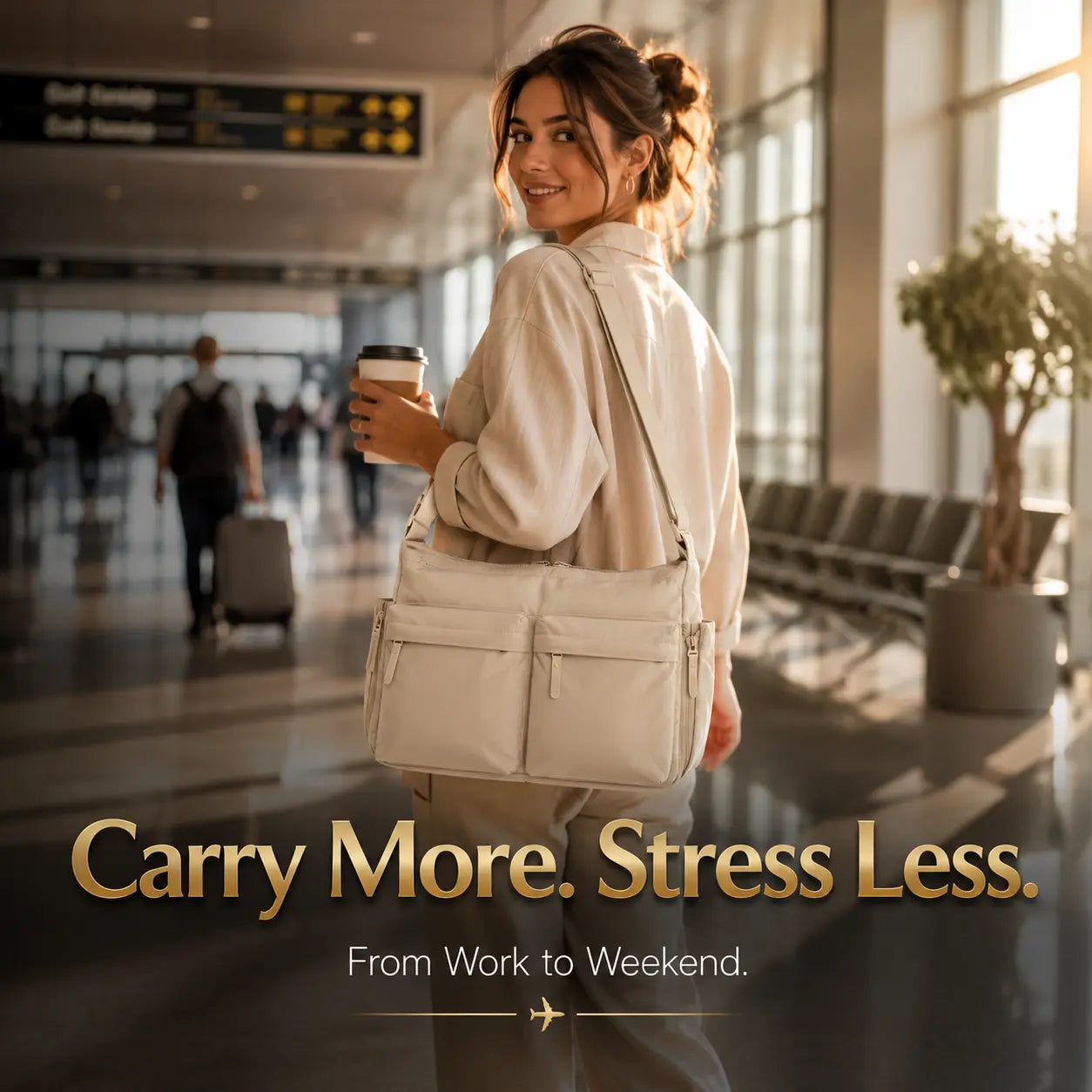 Casual Multi Pocket Messenger Bag for Women Large Nylon Shoulder Bag Lightweight Travel Purse Everyday Crossbody Tote Handbag Jumartins