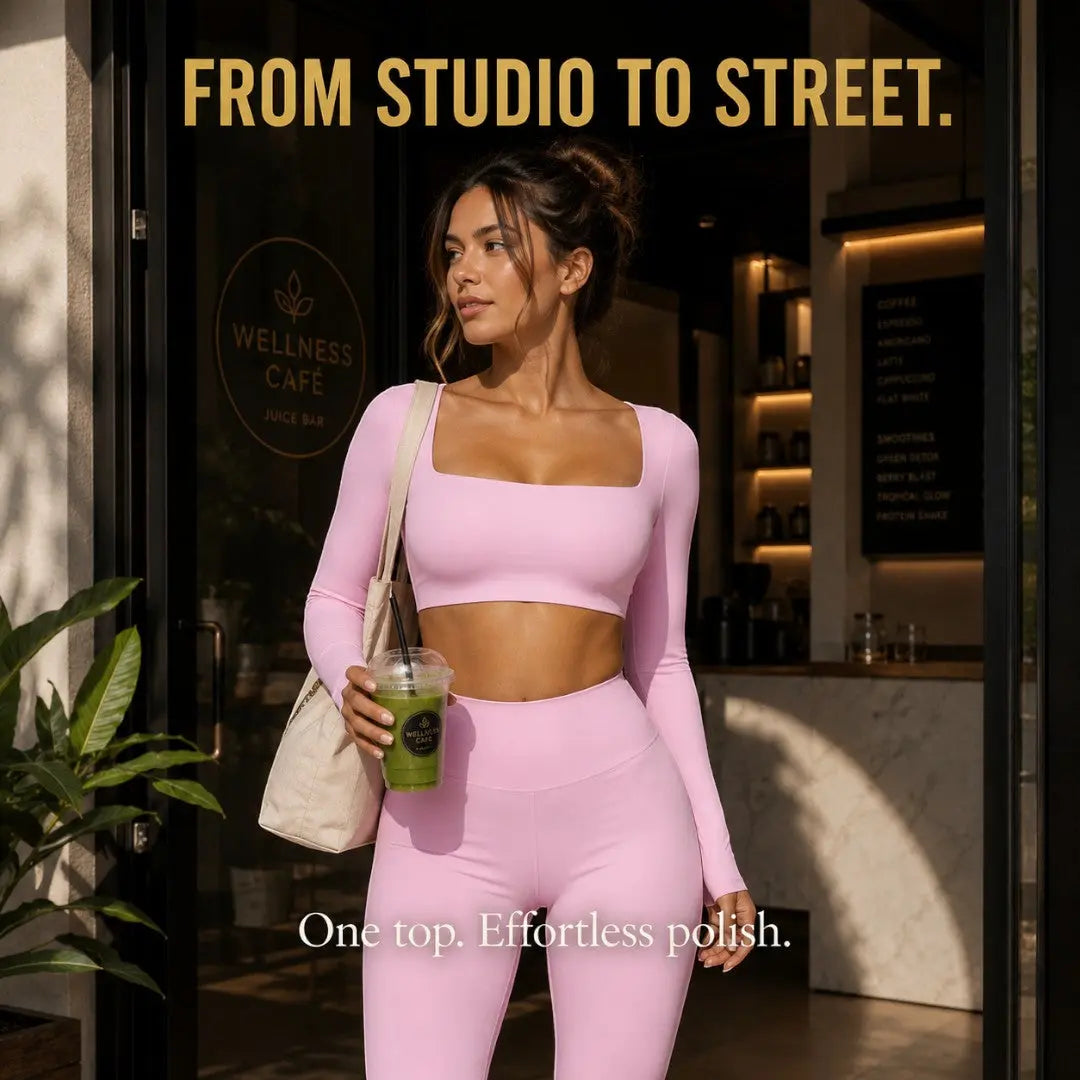 Square Neck Workout Crop Top | Long Sleeve Yoga Shirt | Breathable Quick Dry Gym Top | Stretch Fitness Top | Sculpted Studio Wear Jumartins