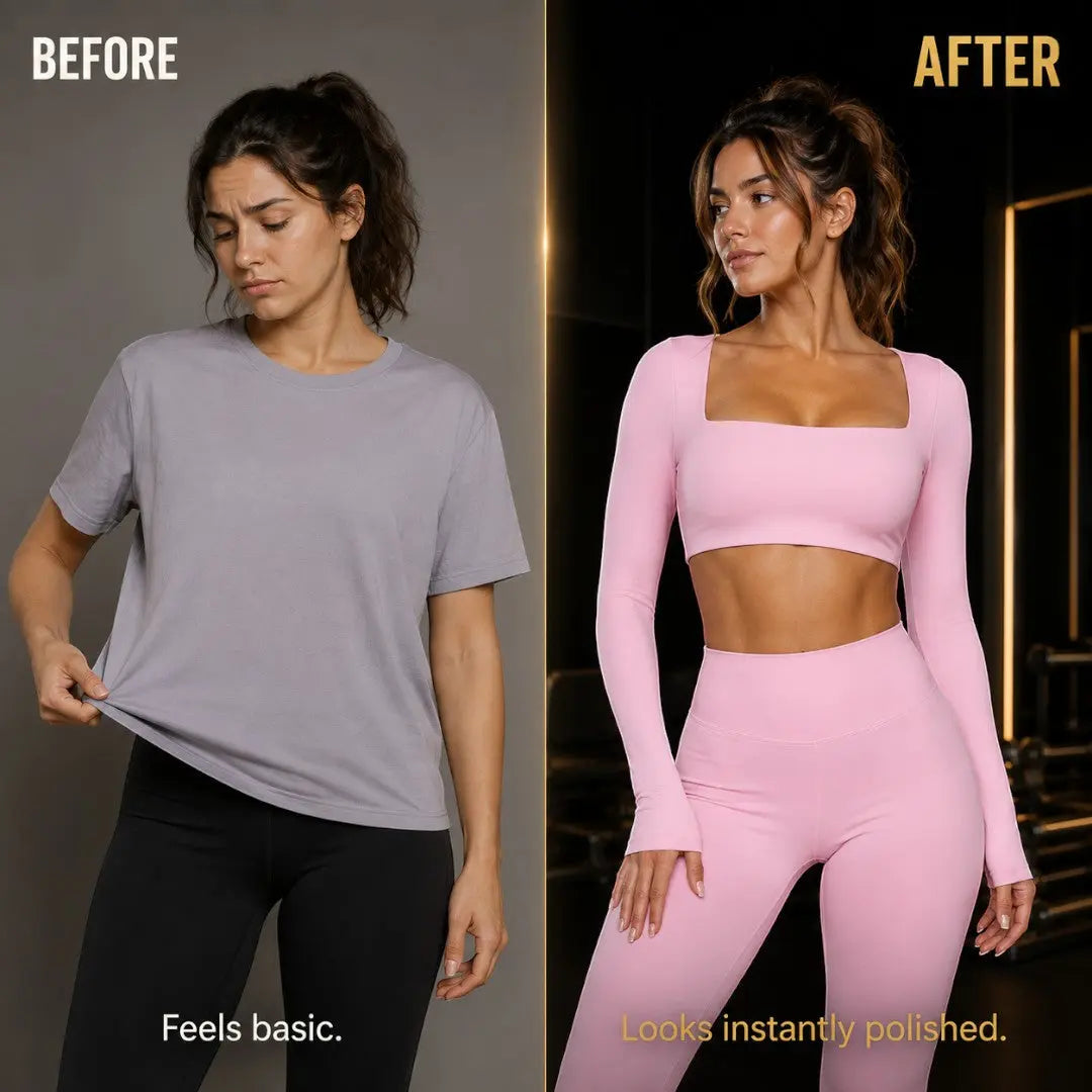 Square Neck Workout Crop Top | Long Sleeve Yoga Shirt | Breathable Quick Dry Gym Top | Stretch Fitness Top | Sculpted Studio Wear Jumartins