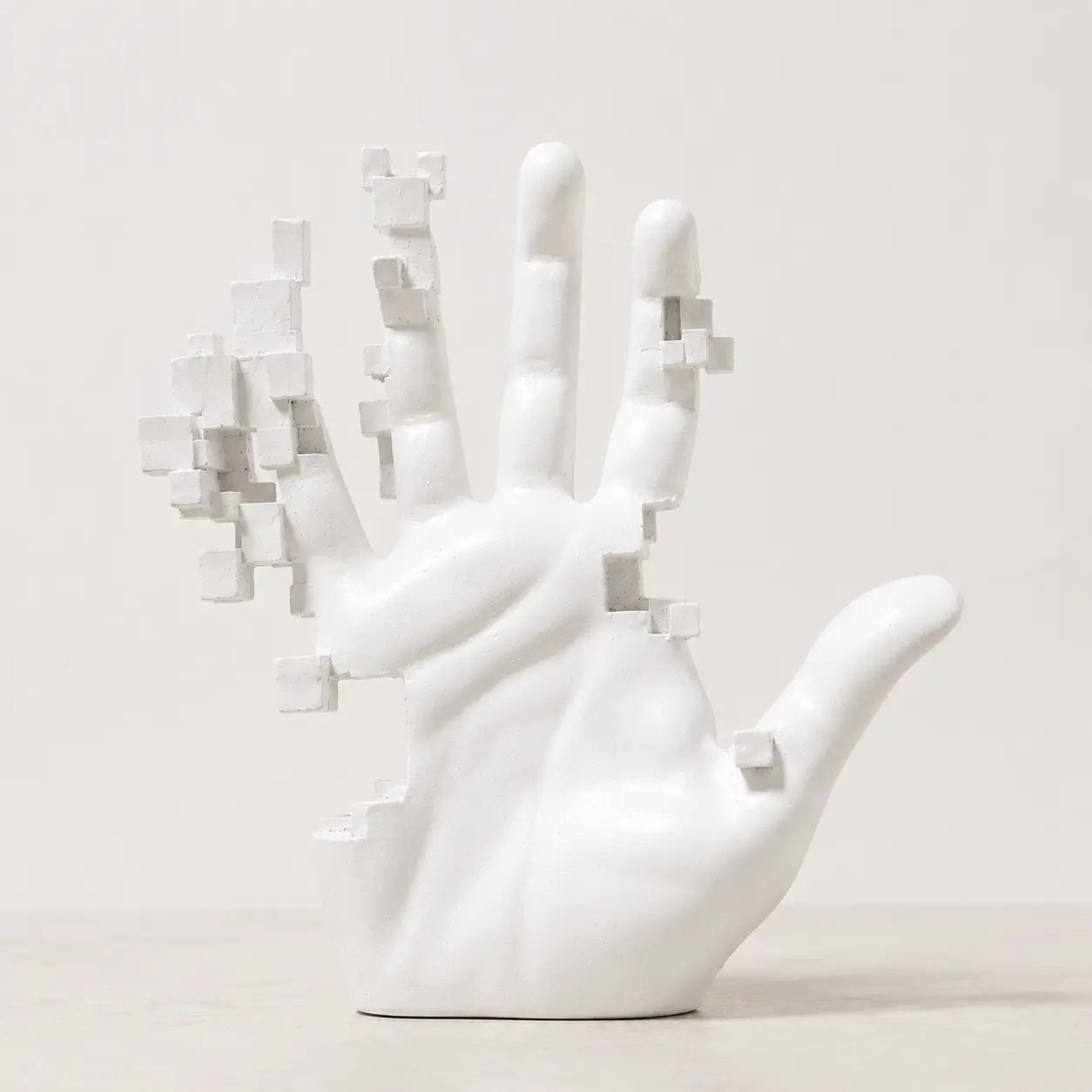 Modern Pixel Hand Sculpture Resin Decor Contemporary Abstract Statue Luxury Home Office Shelf Ornament Jumartins