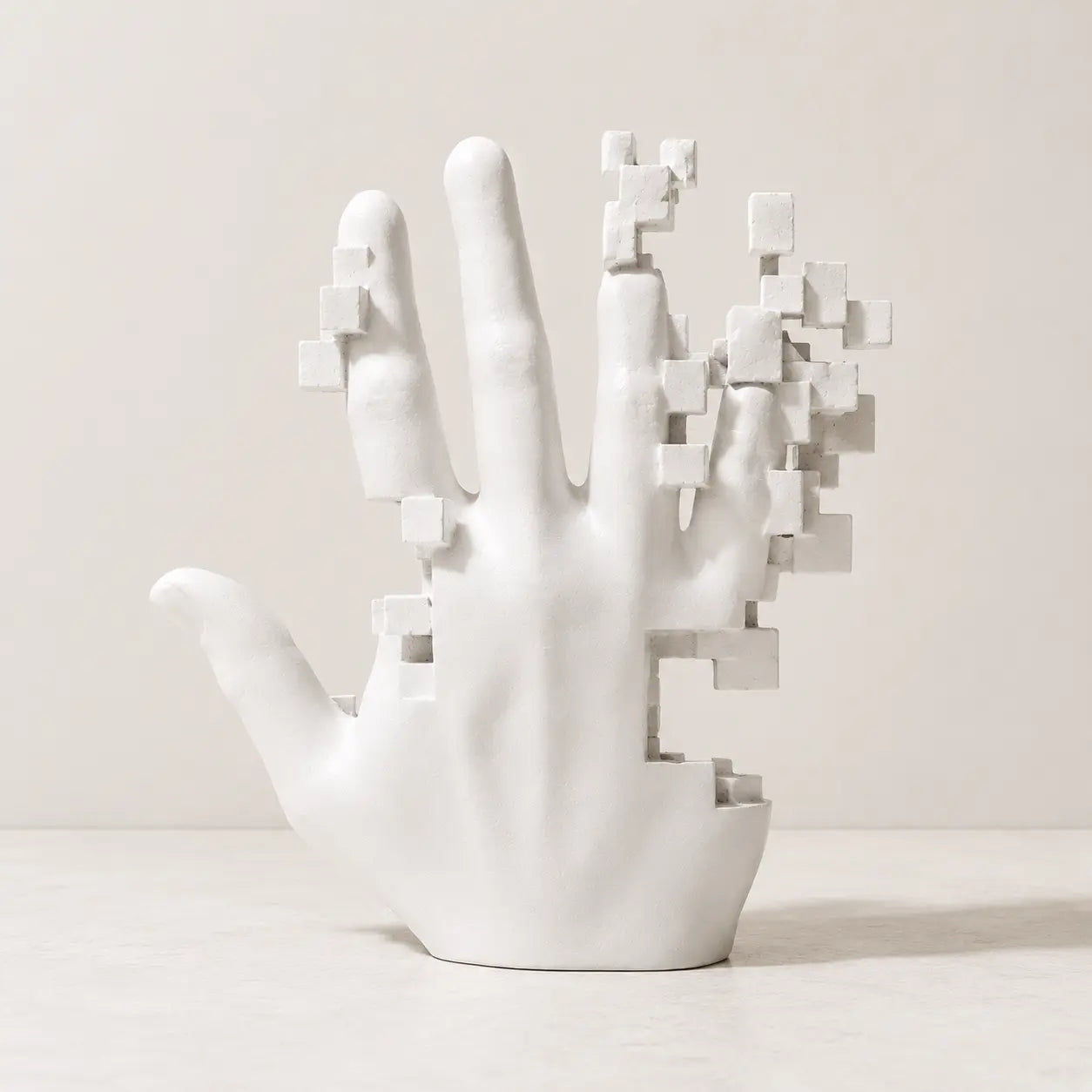 Modern Pixel Hand Sculpture Resin Decor Contemporary Abstract Statue Luxury Home Office Shelf Ornament Jumartins