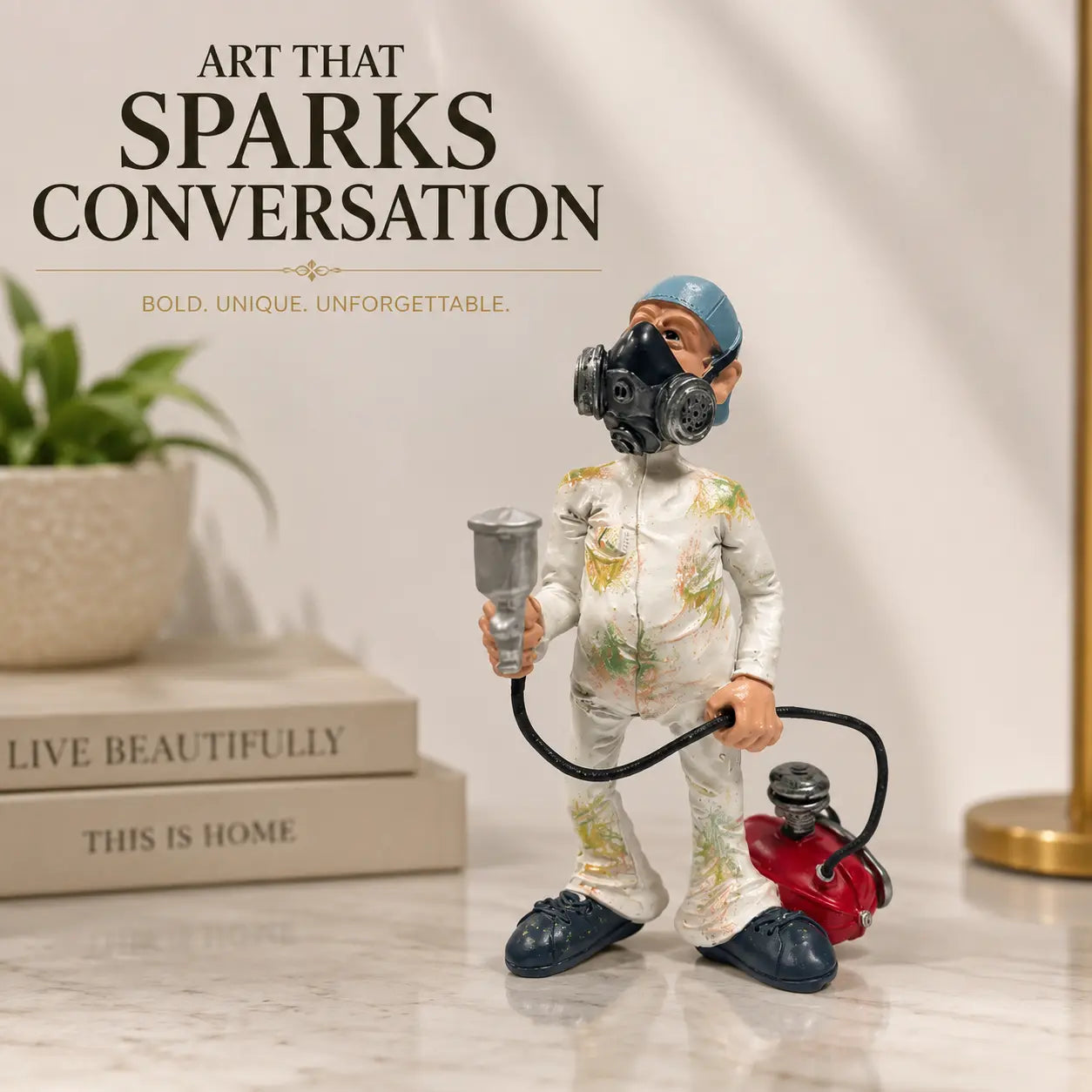 Spray Painter Resin Figurine Creative Worker Statue Desk Shelf Decor Home Office Ornament Jumartins