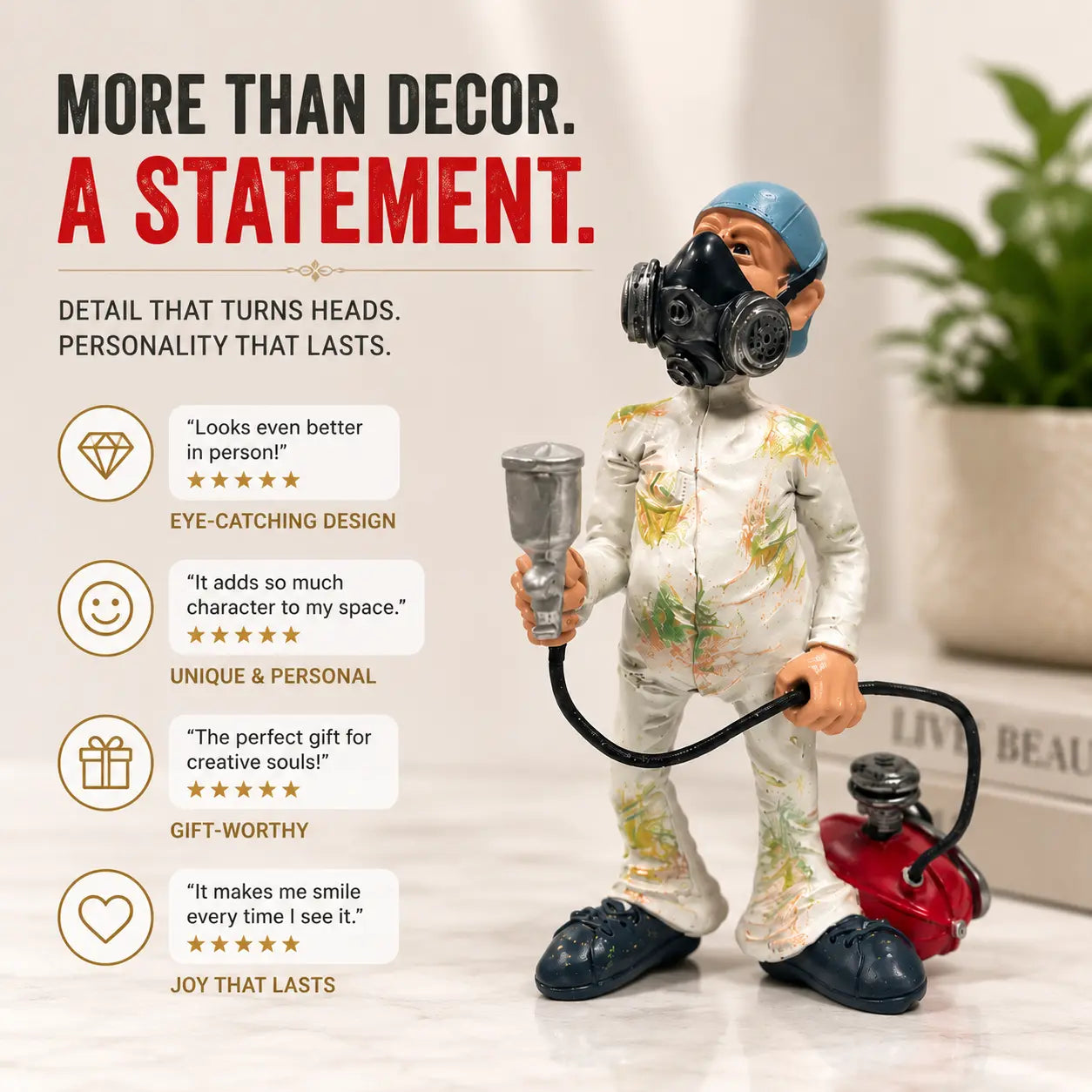 Spray Painter Resin Figurine Creative Worker Statue Desk Shelf Decor Home Office Ornament Jumartins