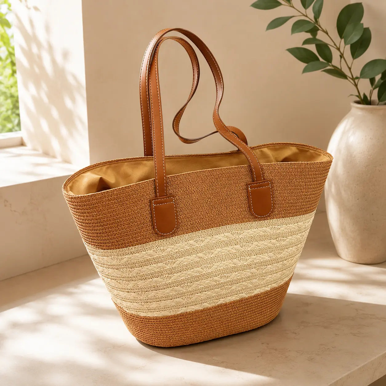Woven Straw Tote Bag | Large Shoulder Handbag | Beach Carryall Purse | Vacation Travel Shopper | Casual Summer Tote Jumartins