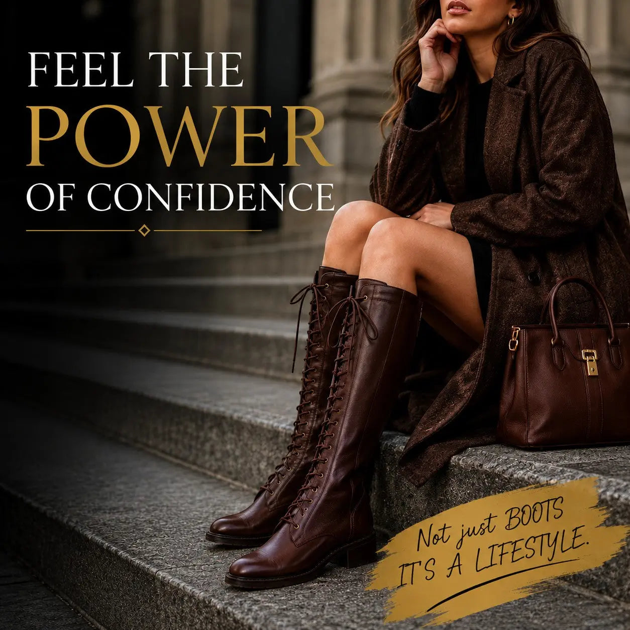 Women's Knee High Lace Up Boots Brown Riding Boots Low Heel Combat Boots Vintage Tall Boots Casual Fashion Boots for Women Jumartins