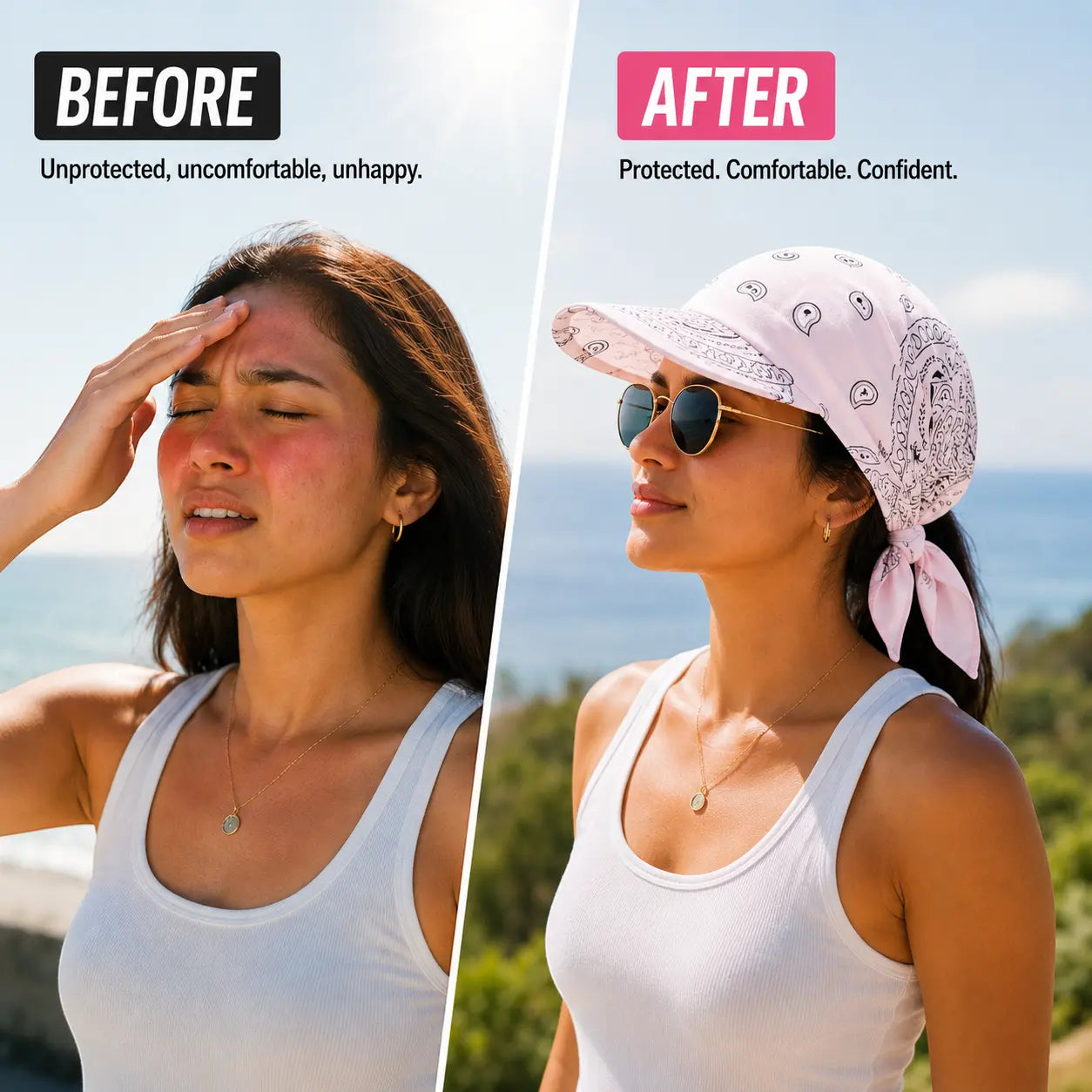 Women's Scarf Visor Hat UPF 50+ Sun Protection Hat Adjustable Bandana Visor Beach Hat Lightweight Summer Sun Cap for Women Jumartins