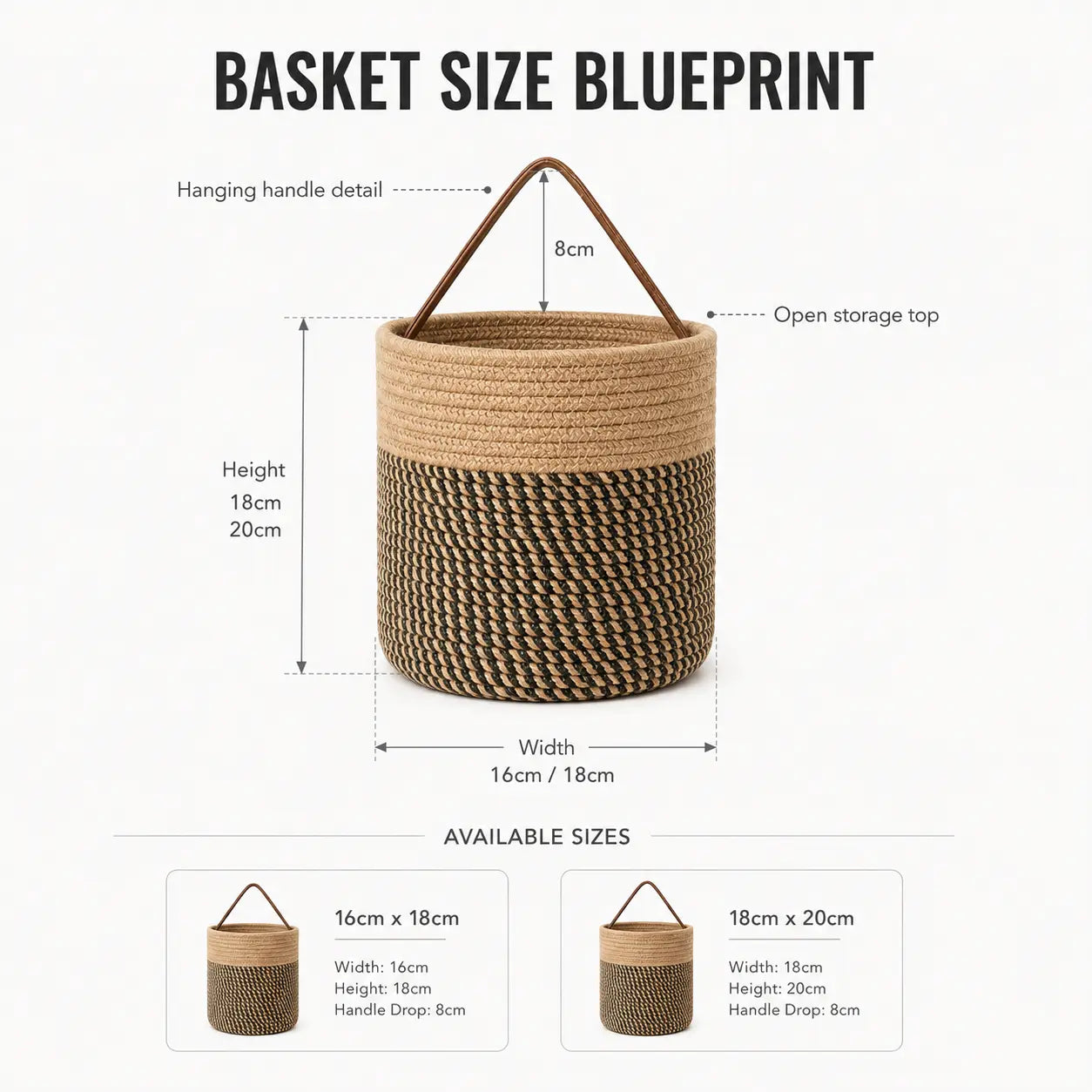 Hanging Rope Storage Basket | Boho Wall Basket Organizer | Kitchen Plant Towel Toy Holder | Rustic Home Decor Jumartins