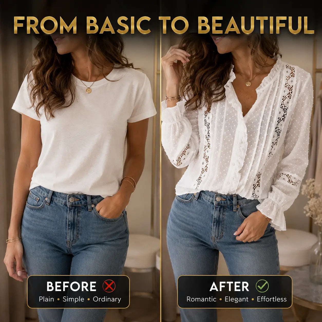 Women's White Lace Ruffle Blouse Long Sleeve Swiss Dot Button Front Elegant Romantic Casual Top Vintage Cottagecore Shirt Jumartins