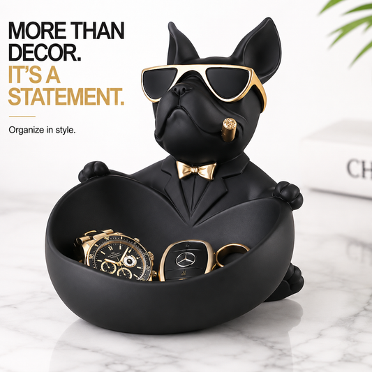 Luxury French Bulldog Storage Bowl Decor | Modern Resin Dog Statue Organizer Tray Jumartins