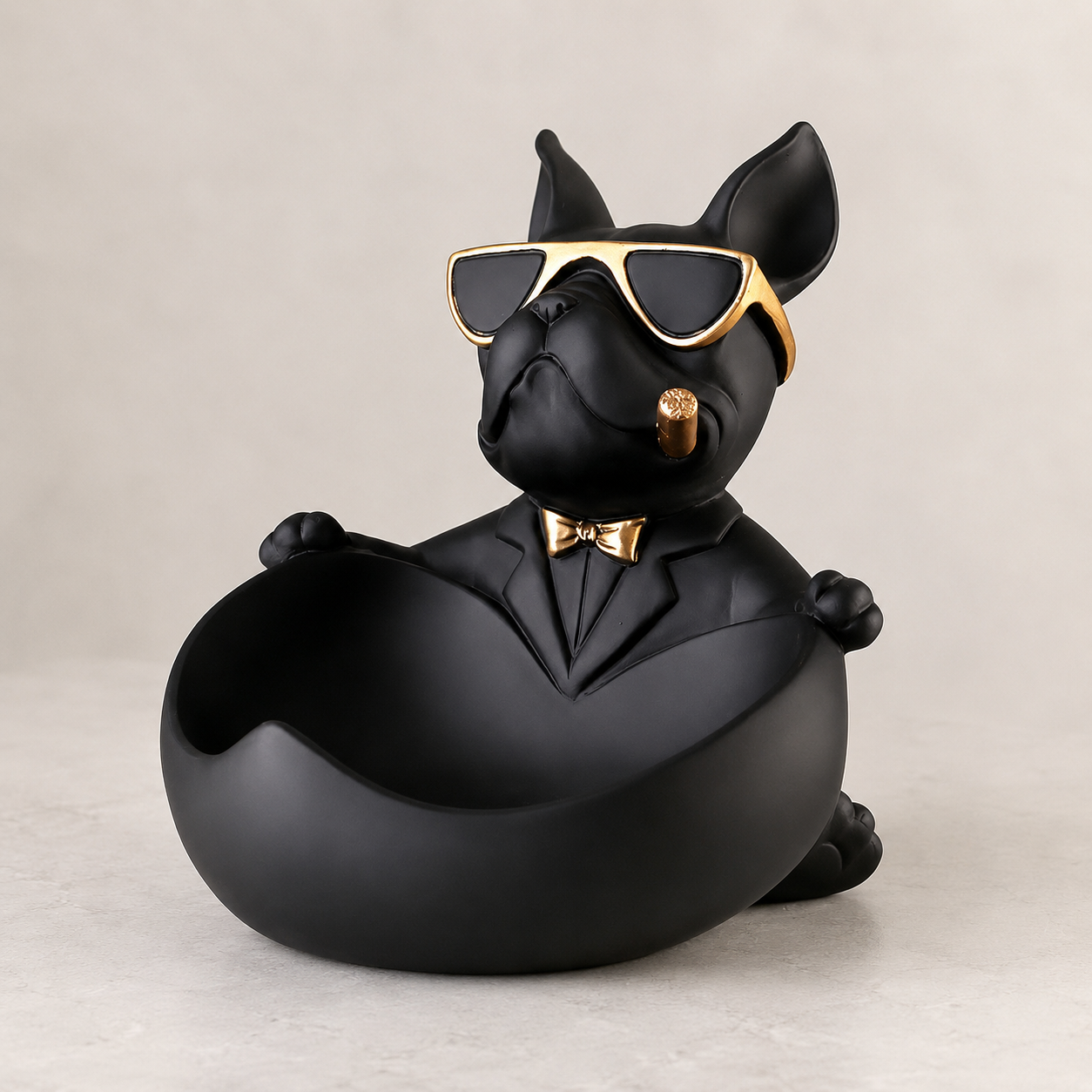 Luxury French Bulldog Storage Bowl Decor | Modern Resin Dog Statue Organizer Tray