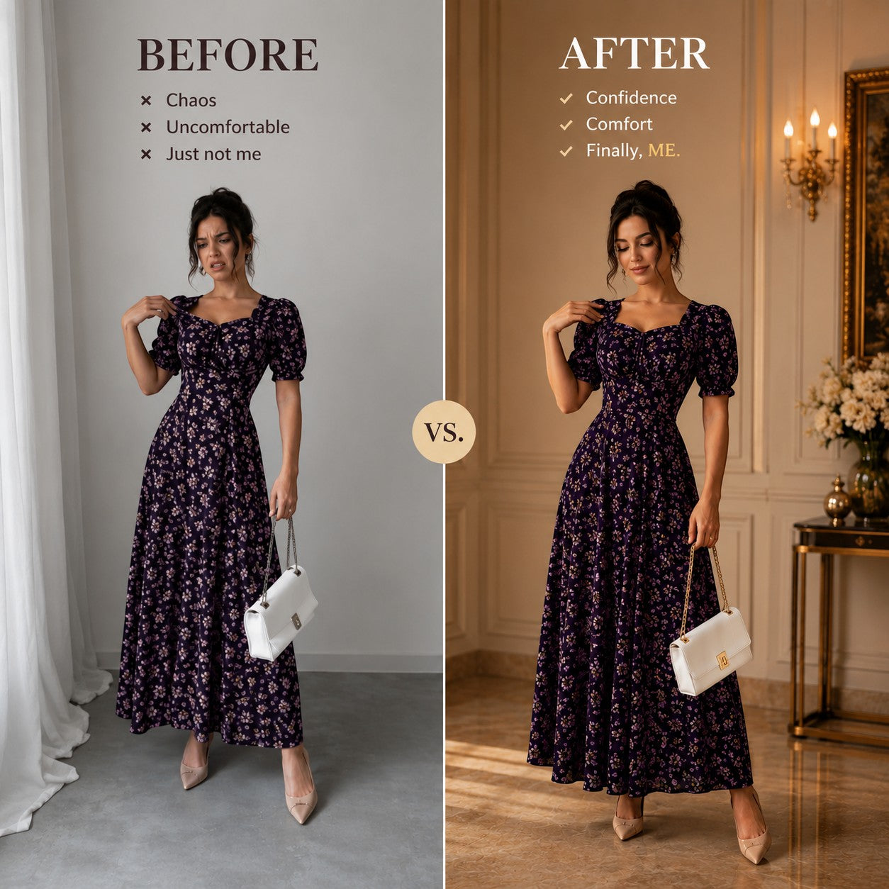 Elegant Floral Maxi Dress for Women Puff Sleeve Square Neck Cottage core Dress Wedding Guest Garden Party Dress