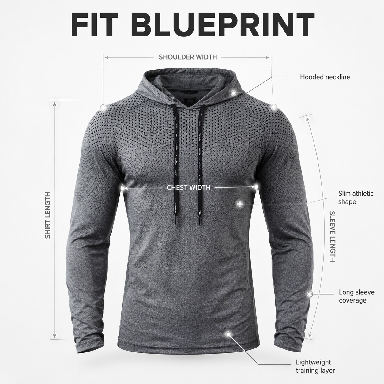 Mens Fitted Gym Hoodie | Lightweight Workout Top | Running Training Sweatshirt | Athletic Hooded Shirt