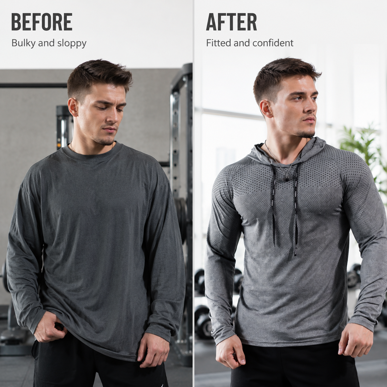 Mens Fitted Gym Hoodie | Lightweight Workout Top | Running Training Sweatshirt | Athletic Hooded Shirt