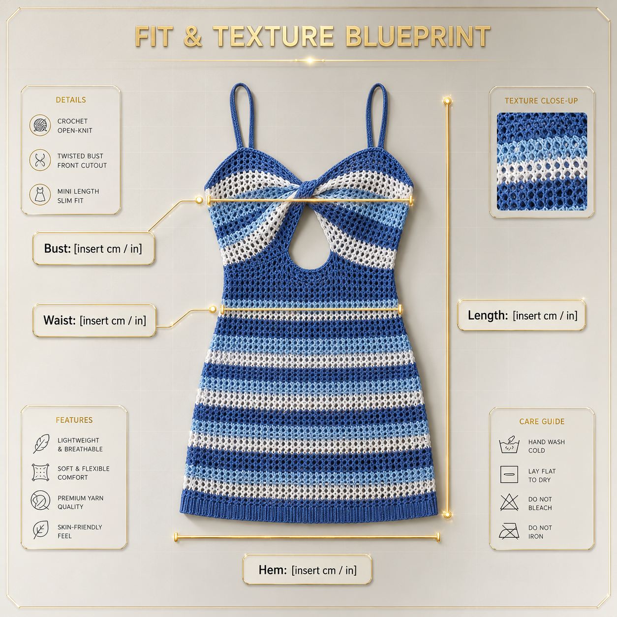 Crochet Mini Dress | Striped Halter Cover Up | Cutout Knit Beach Dress | Resort Vacation Outfit