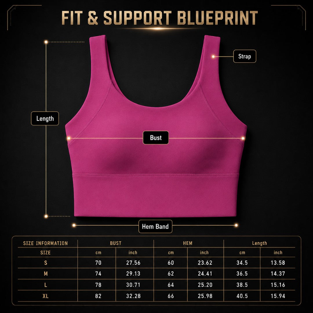 Yoga Crop Tank | Longline Support Top | Scoop Neck Workout Bra | Deep V Back Studio Wear | Smooth Wide Strap Gym Top | Pilates Layering