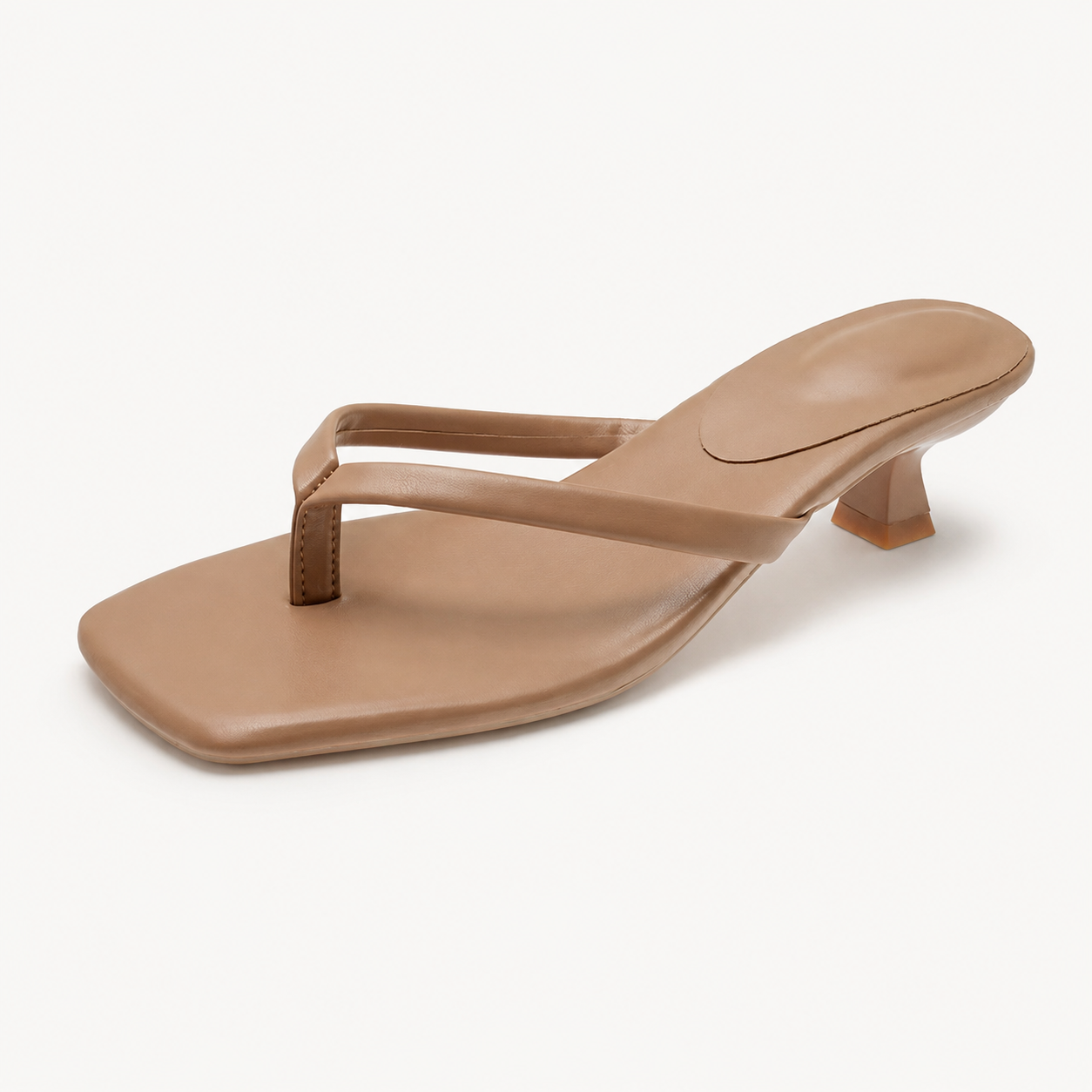 Square Toe Thong Heels | Low Kitten Heel Sandals | Minimal Slip On Mules | Padded Sole Dress Shoes