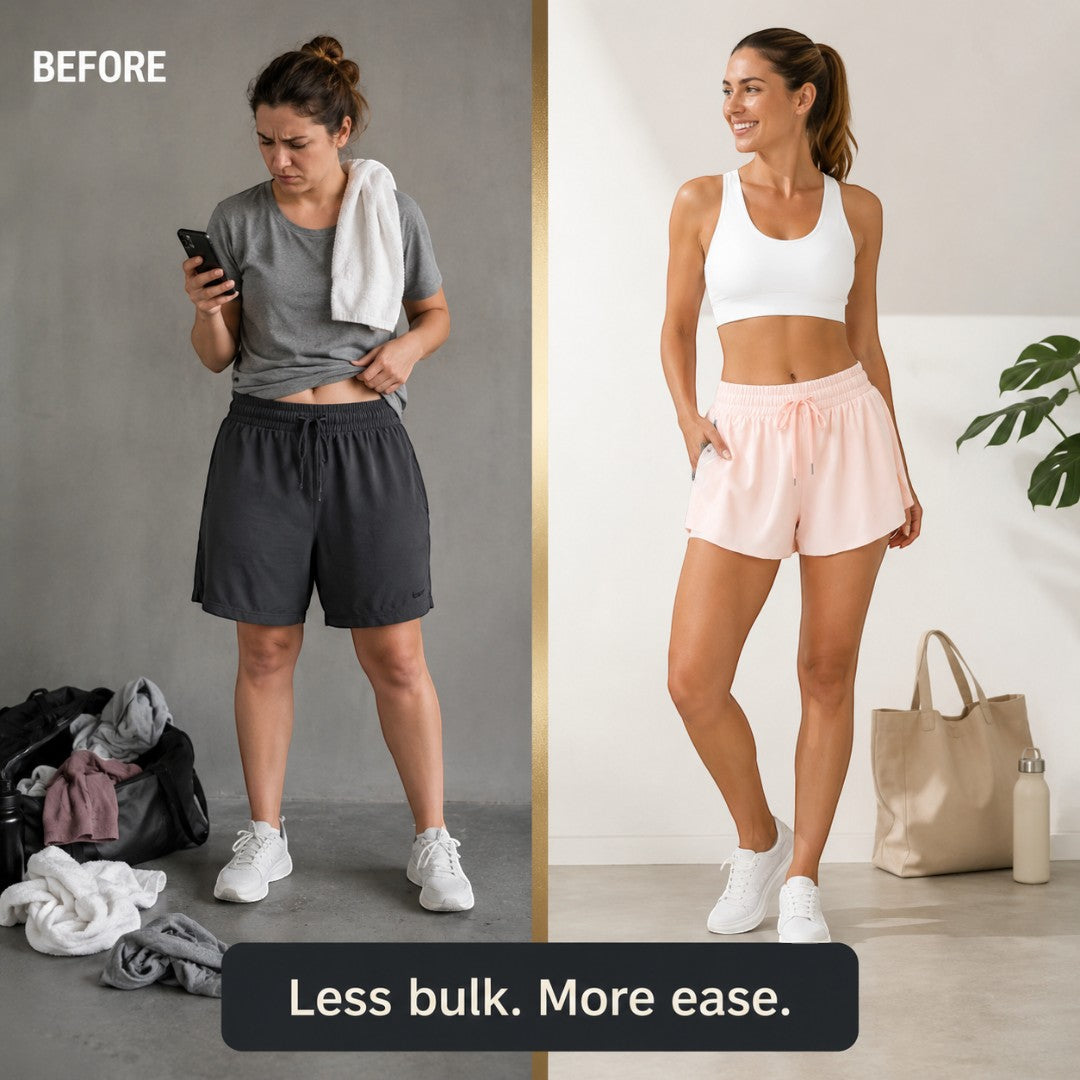 Women Sports Shorts With Liner | Elastic Drawstring Waist | Side Pocket Gym Bottoms | Lightweight Flowy Yoga Running Casual Fitness Wear