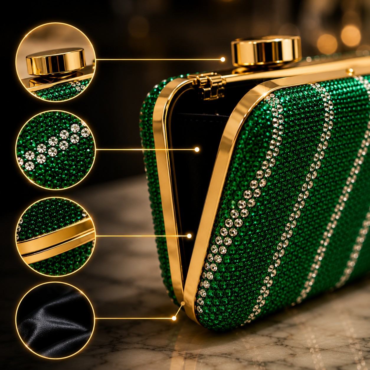 Green Rhinestone Evening Clutch Bag for Women, Sparkly Crystal Purse, Formal Party Handbag, Wedding Prom Bag