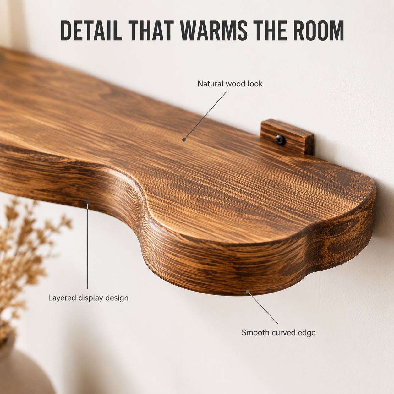 Cloud Wood Wall Shelf | Floating Display Shelves | Decorative Plant Shelf | Mounted Storage for Living Room Bathroom