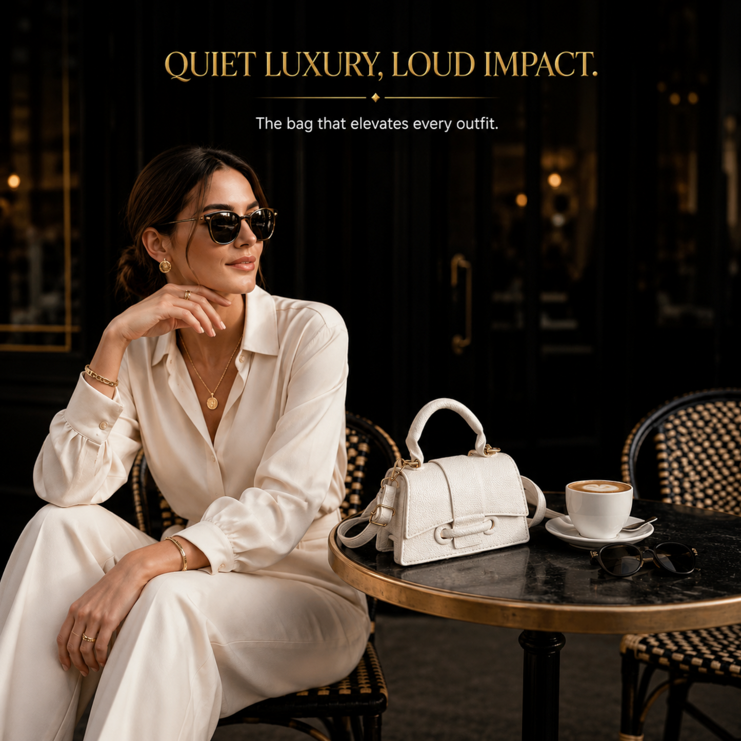 Quiet Luxury Top Handle Crossbody Bag for Women | Minimalist Textured Leather Shoulder Purse with Gold Hardware