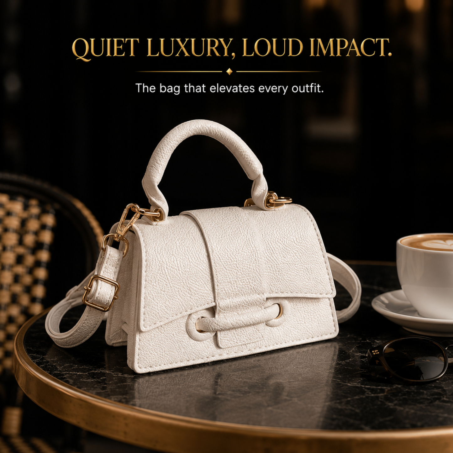 Quiet Luxury Top Handle Crossbody Bag for Women | Minimalist Textured Leather Shoulder Purse with Gold Hardware