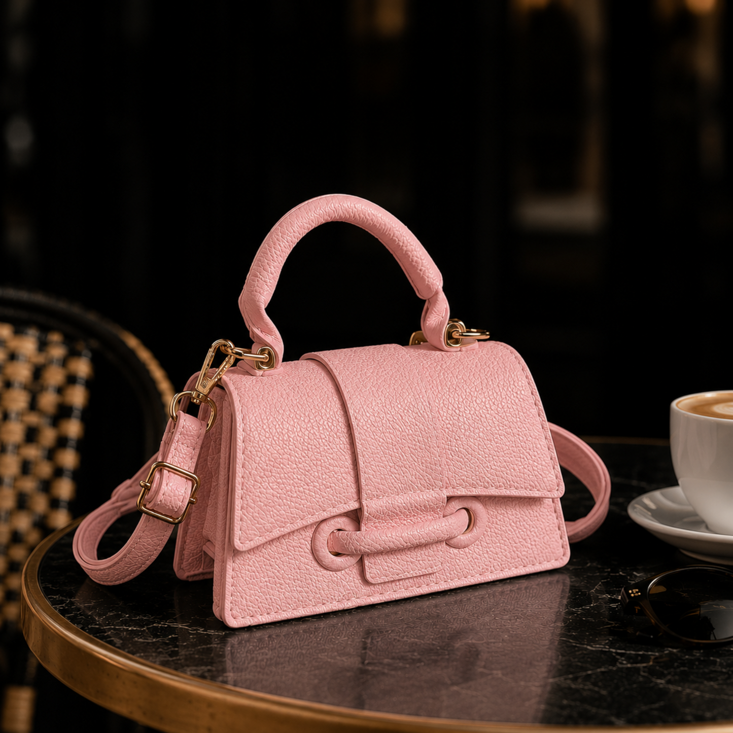 Quiet Luxury Top Handle Crossbody Bag for Women | Minimalist Textured Leather Shoulder Purse with Gold Hardware