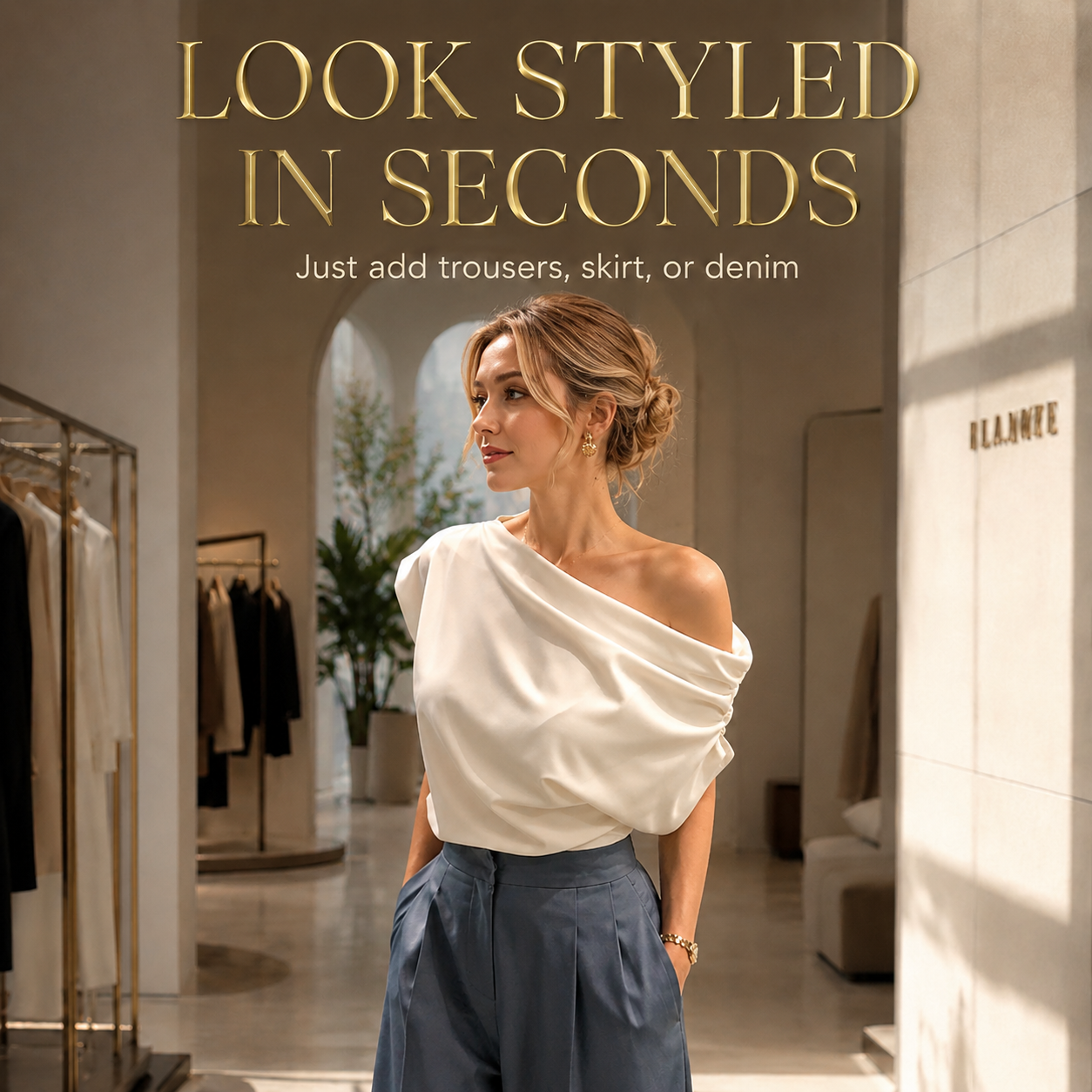 Asymmetric Shoulder Draped Top | Off Shoulder Blouse | Relaxed Sleeve Shirt | Elegant Minimal Going Out Top