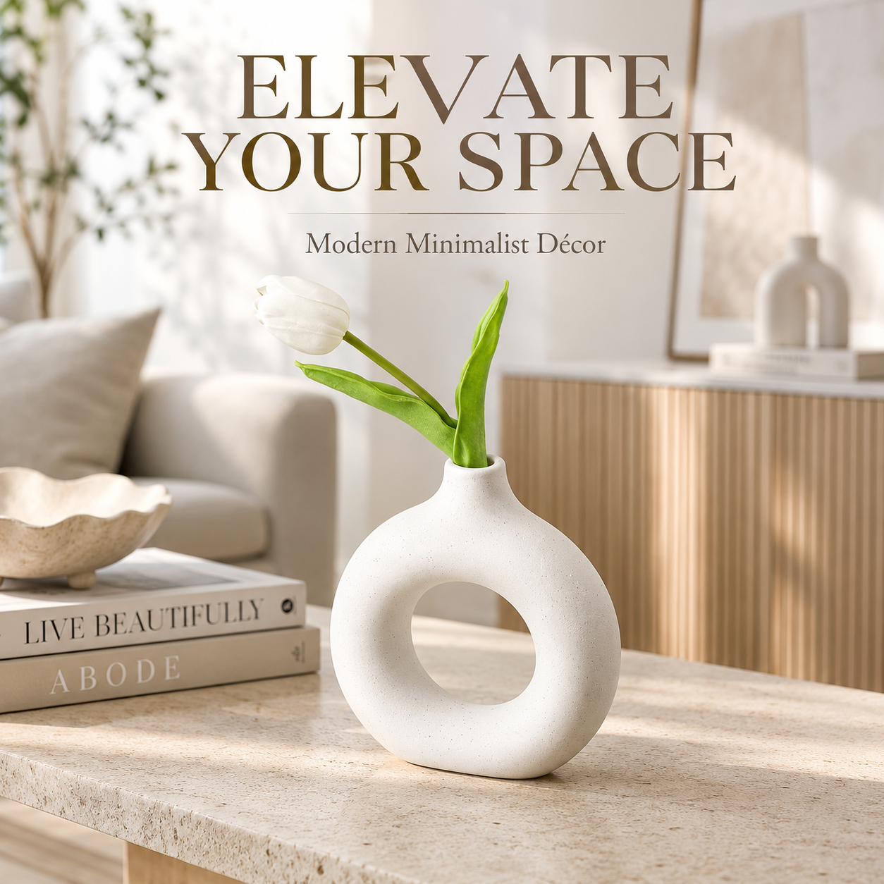 Modern Donut Vase Minimalist Nordic Decor Resin Flower Vase Contemporary Home Accent