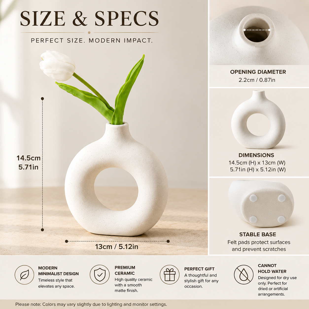Modern Donut Vase Minimalist Nordic Decor Resin Flower Vase Contemporary Home Accent