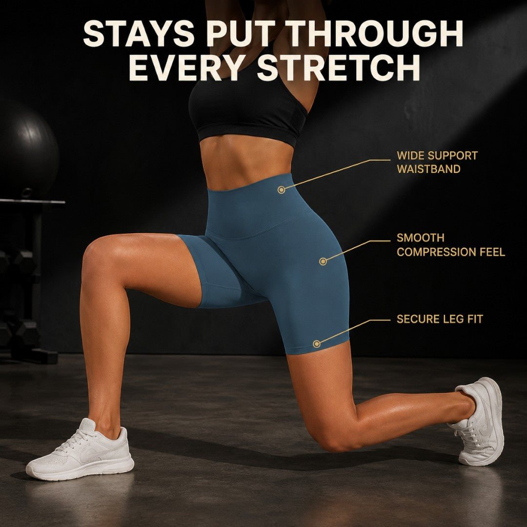 Yoga Shorts For Women | High Waist Stretch Biker Shorts | Smooth Workout Shorts | Pilates Gym Lounge Athleisure Activewear