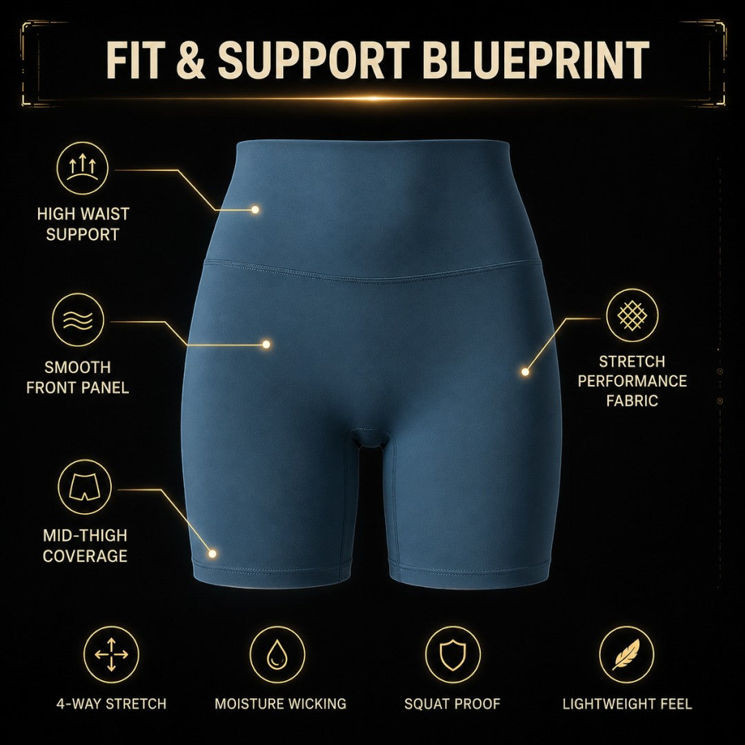 Yoga Shorts For Women | High Waist Stretch Biker Shorts | Smooth Workout Shorts | Pilates Gym Lounge Athleisure Activewear