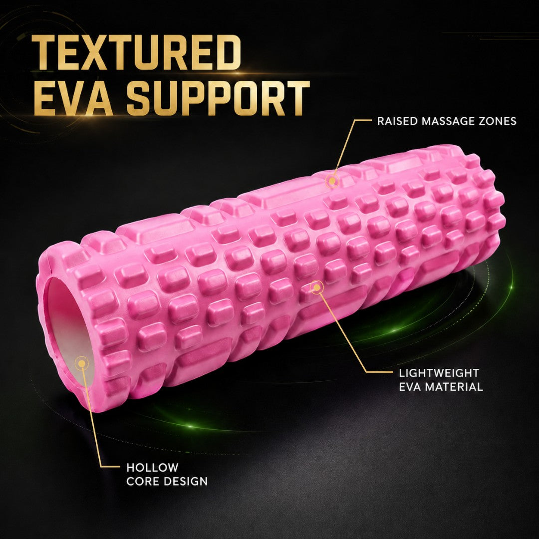 Textured EVA Foam Roller | Muscle Recovery Massage Roller | Yoga Stretch Support Tool | Back Leg Relief Roller | Home Gym Mobility Support