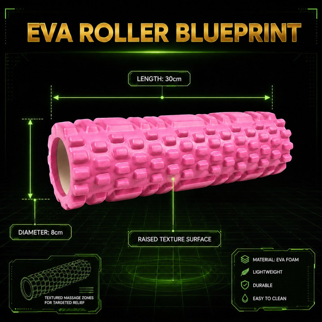 Textured EVA Foam Roller | Muscle Recovery Massage Roller | Yoga Stretch Support Tool | Back Leg Relief Roller | Home Gym Mobility Support