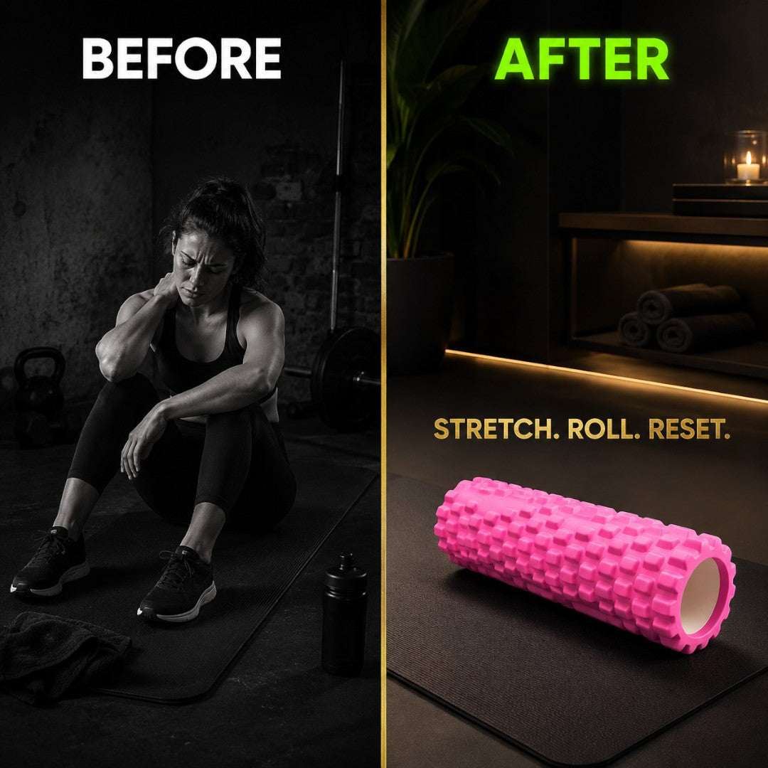 Textured EVA Foam Roller | Muscle Recovery Massage Roller | Yoga Stretch Support Tool | Back Leg Relief Roller | Home Gym Mobility Support