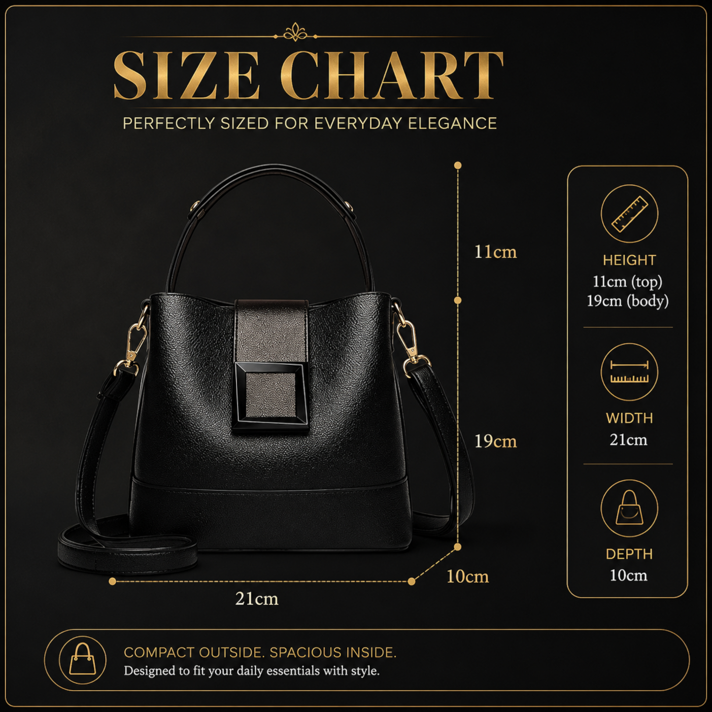 Luxury Black Top Handle Crossbody Bag for Women | Quiet Luxury Designer Inspired Shoulder Purse with Gold Hardware