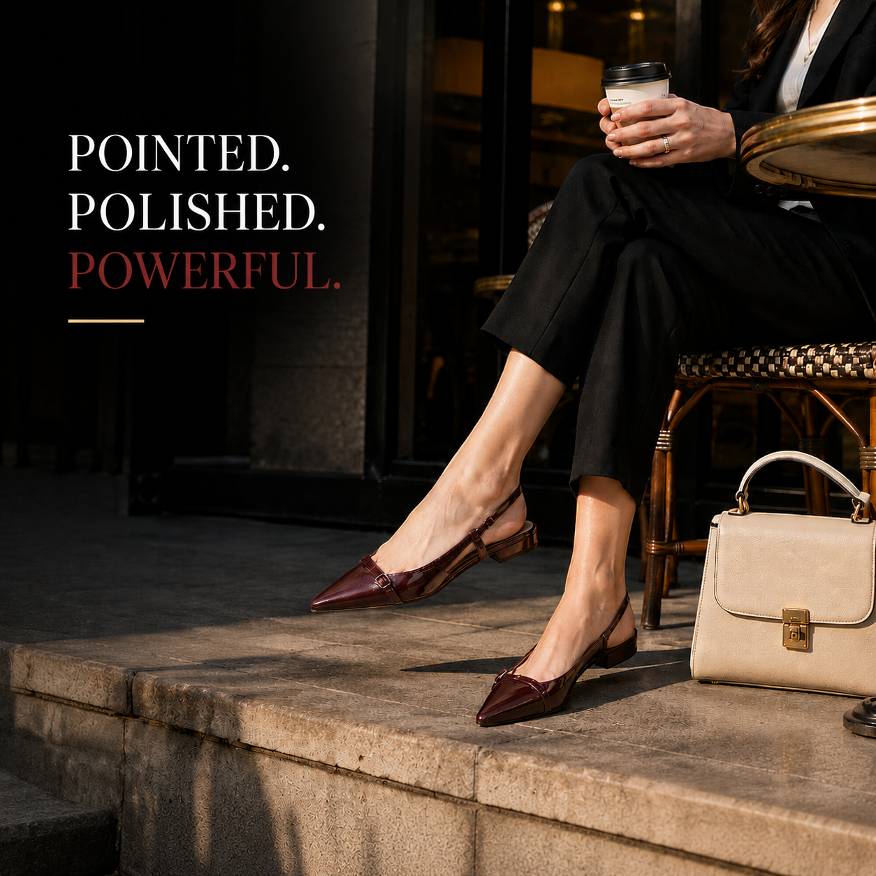Women's Pointed Toe Slingback Heels – Elegant Low Heel Dress Shoes, Adjustable Strap Office Wedding Party Pumps Burgundy